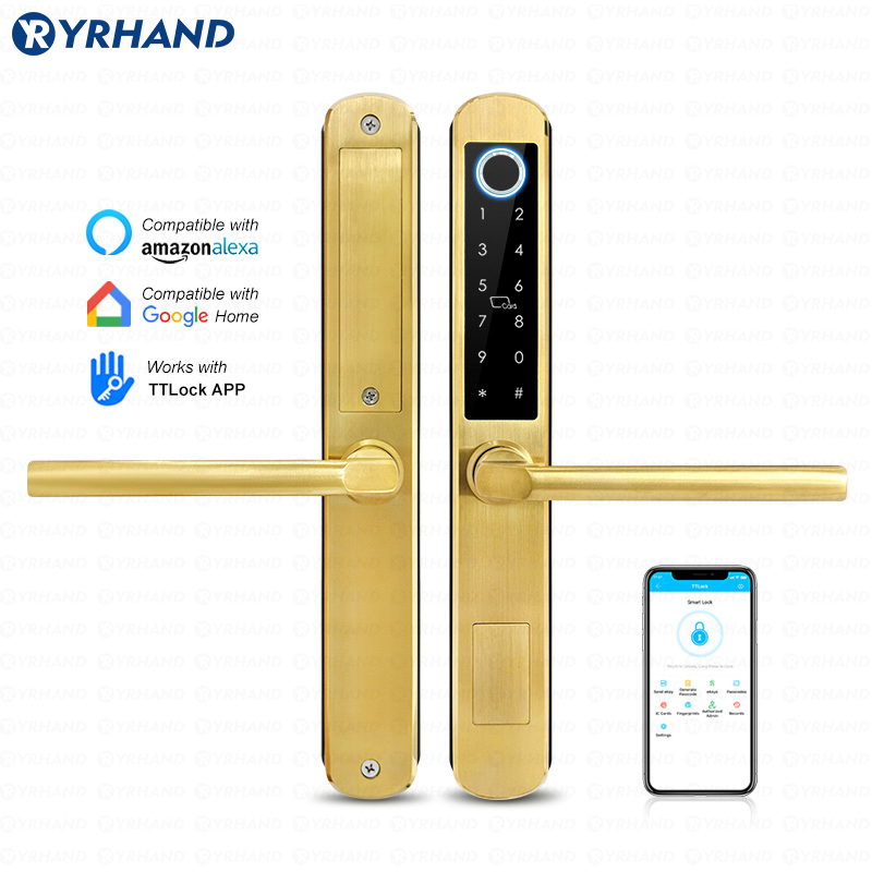 Smart Home Technology - IP66 Gold Edelstahl Schiebeglas Smart Lock
