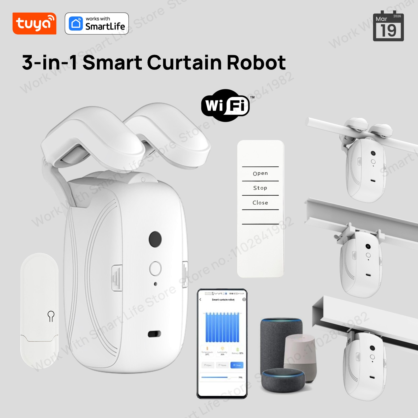 Smart Home Living - 1/2 Stück Tuya Smart WiFi Vorhangroboter
