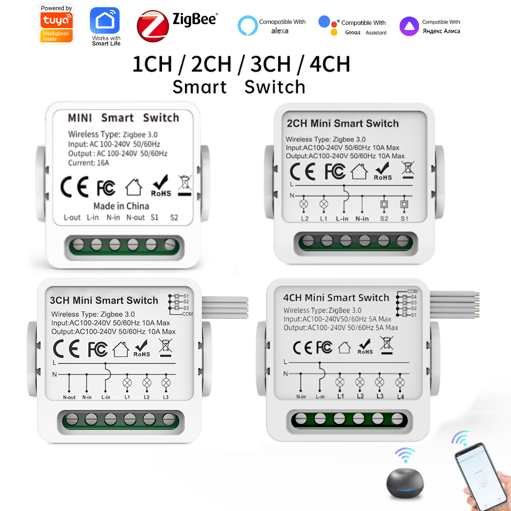 Smart Home Yale - Tuya Zigbee 3.0 Smart-Schalter 1/2/3/4-Wege Mini
