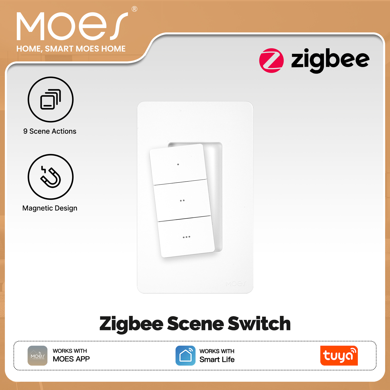 Smart Home Internet - MOES Tuya Zigbee Smart Kabelloser Szenenschalter