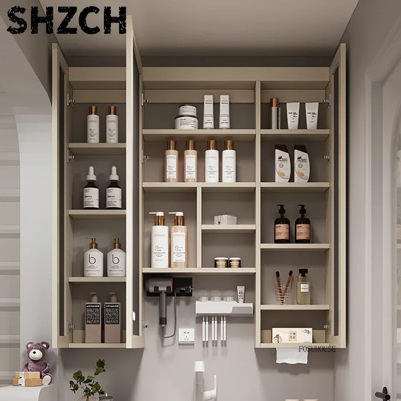 Smart Home Living - Moderner, verdickter Badezimmerspiegel mit integriertem Smart-Aufbewahrungsschrank,