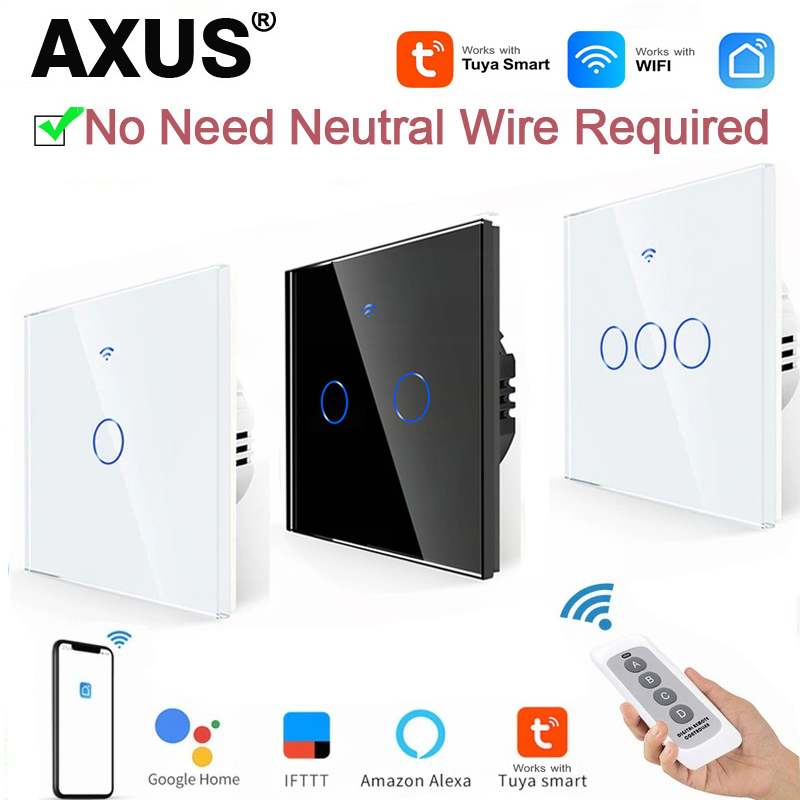 Smart Home Internet - AXUS EU WLAN-Smart-Lichtschalter ohne Neutralleiter, Touch-Schalter