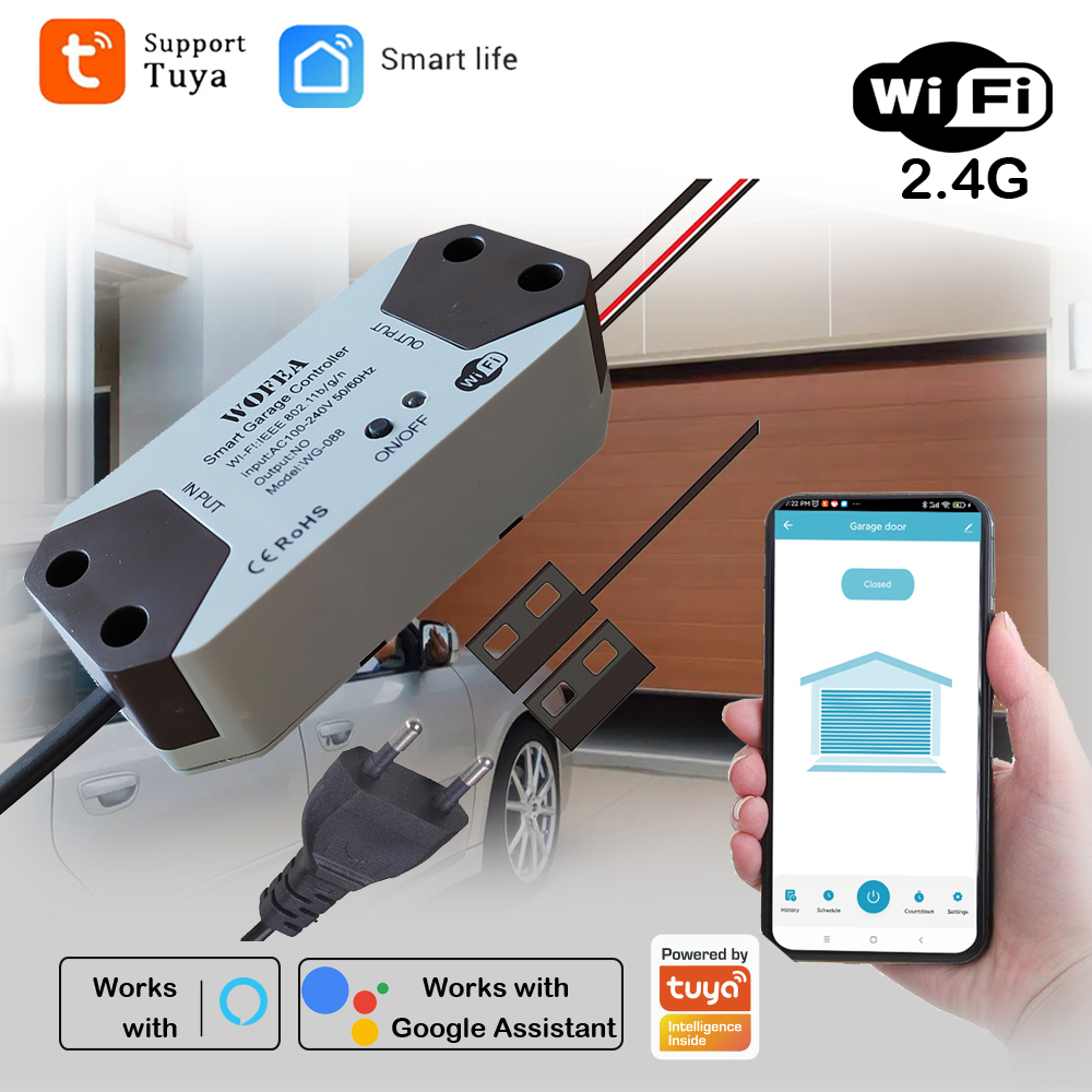 Smart Home Living - Intelligenter Garagentoröffner-Controller, EU-Stecker, funktioniert mit Alexa,