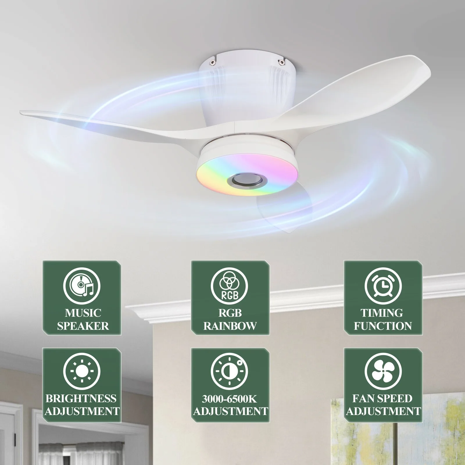 Moderner RGB-Musik-Intelligent – Smart Ceiling Fan Bewertung und Preis
